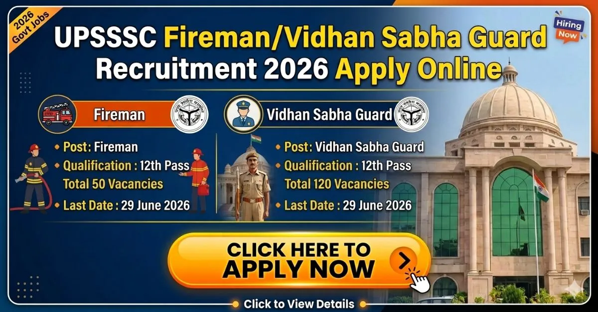 Upsssc Guard Fireman Vacancy 2026 Apply Online will start on 9th June 2026.