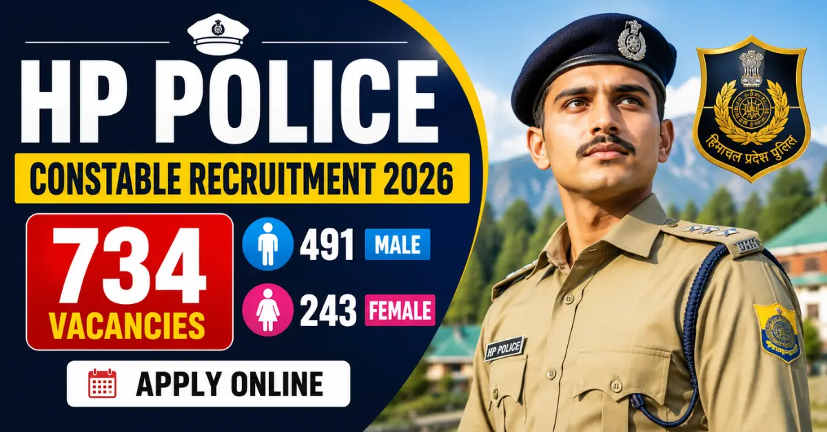 HP Police Constable Recruitment 2026 Notification for 734 Male and Female Vacancies Apply Online