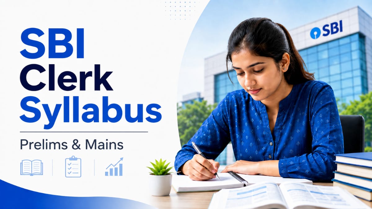 SBI Clerk Syllabus for Prelims and Mains with student preparing for SBI Clerk exam