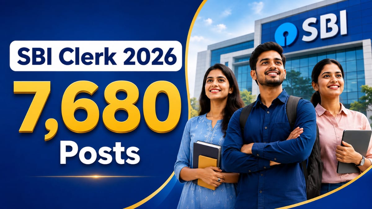 SBI Clerk Vacancy 2026 के 7,680 पदों