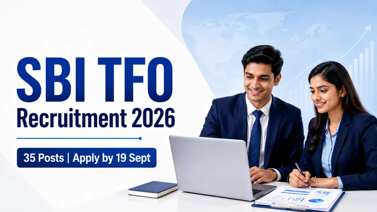 SBI Trade Finance Officer Recruitment 2026 featured image with 35 posts and apply by 19 Sept text