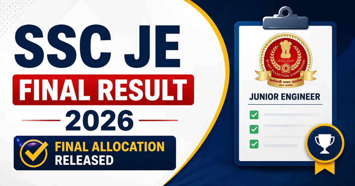 SSC JE Final Result 2026 जारी, Final Allocation, Cut Off और Document Verification Update