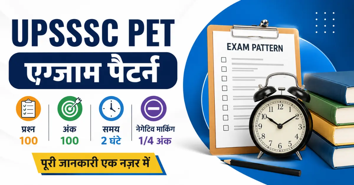 UPSSSC PET Exam Pattern – 100 प्रश्न, 100 अंक, 2 घंटे और 1/4 Negative Marking