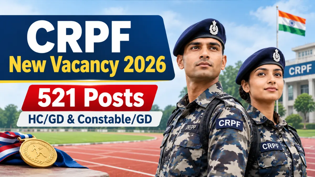 CRPF New Vacancy 2026 में 521 पदों की भर्ती