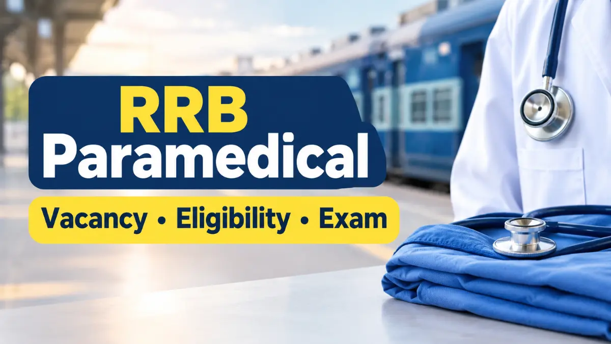 RRB Paramedical recruitment information banner showing vacancy, eligibility and exam details.