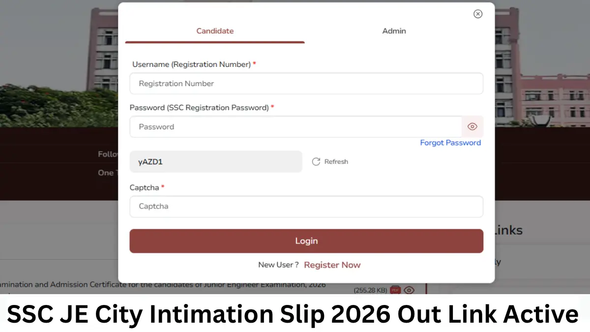 SSC JE City Intimation Slip 2026, परीक्षा शहर चेक करें
